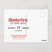Oktoberfest-Party Einladung Postkarte (Rückseite)