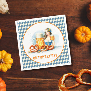 Oktoberfest-Party mit Bier und Brezeln ai Serviette