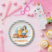 Oktoberfest Party mit Bier und Salzbrezeln ai Pappteller (Party)