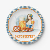 Oktoberfest Party mit Bier und Salzbrezeln ai Pappteller (Vorderseite)