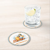 Oktoberfest Party mit Bier und Salzbrezeln ai Runder Pappuntersetzer (Vor Ort)