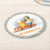 Oktoberfest Party mit Bier und Salzbrezeln ai Runder Pappuntersetzer (Angewinkelt)