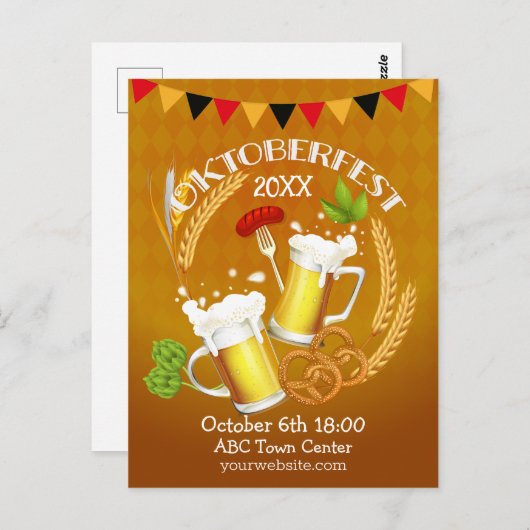 Oktoberfest Toastbier Postkarte (Vorne/Hinten)