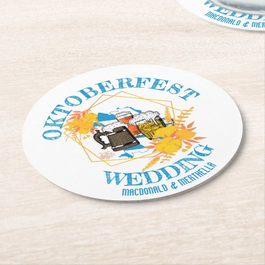 OKTOBERFEST Wedding Runder Pappuntersetzer (Angewinkelt)