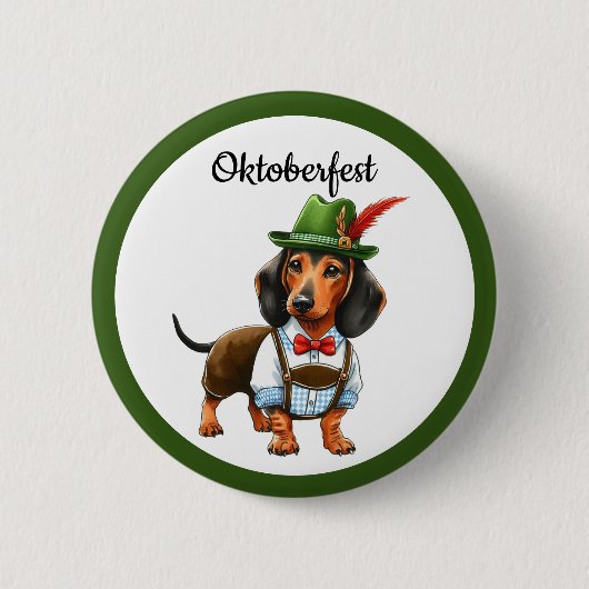 Oktoberfest Weiner Dog Button (Vorderseite)