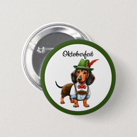 Oktoberfest Weiner Dog Button (Vorne & Hinten)