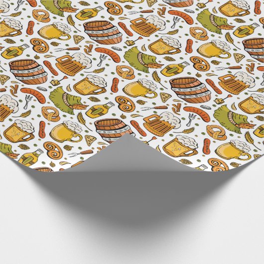 Oktoberfestbiere und Würstchen Geschenkpapier (Ecke)