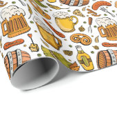 Oktoberfestbiere und Würstchen Geschenkpapier (Rolleneckpunkt)