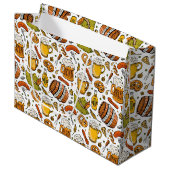 Oktoberfestbiere und Würstchen Große Geschenktüte (Vorderseite Schrägansicht)