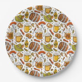 Oktoberfestbiere und Würstchen Pappteller (Vorderseite)