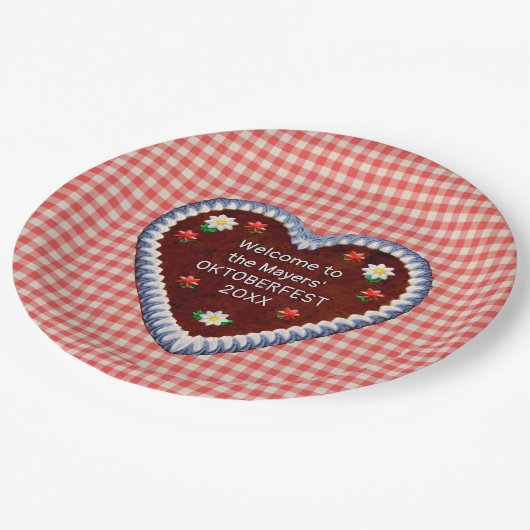 Oktoberfestherz (anpassbar) pappteller (Schrägansicht)