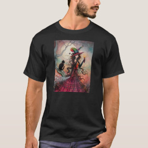 Oktoberflame Halloween Hexe und Balck Cat T-Shirt