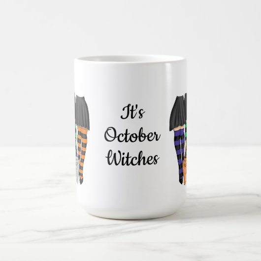 Oktoberhexen - Drei Hexen und zwei Katzen Kaffeetasse (Mittel)