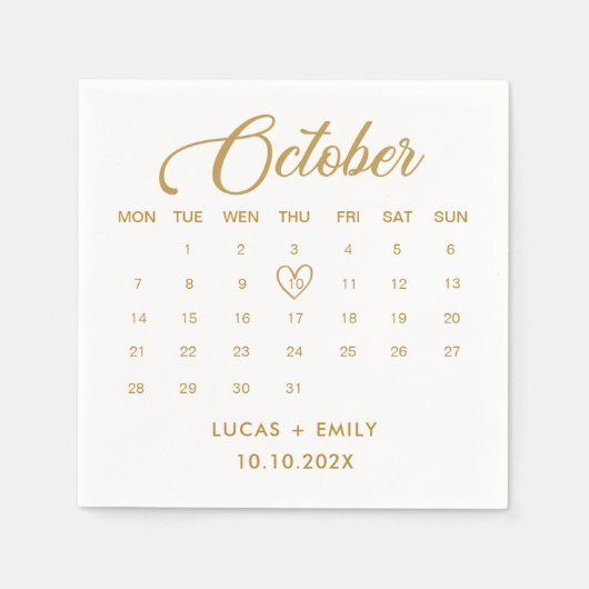 Oktoberkalender Goldhochzeit Serviette (Vorderseite)