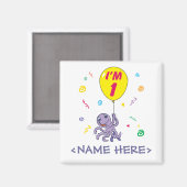 Oktopus 1. Geburtstag Magnet (Vorderseite/Rückseite)