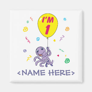 Oktopus 1. Geburtstag Magnet