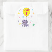Oktopus 1. Geburtstag Runder Aufkleber (Tasche)