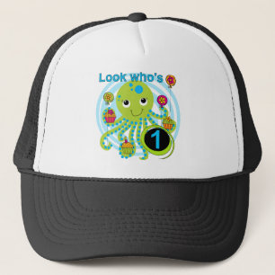 Oktopus 1. Geburtstag T - Shirt und Geschenke Truckerkappe