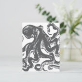 Oktopus 1 schwarz postkarte (Stehend Vorderseite)