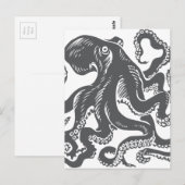Oktopus 1 schwarz postkarte (Vorne/Hinten)