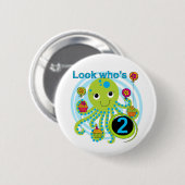 Oktopus 2. Geburtstag T Shirts und Geschenke Button (Vorne & Hinten)