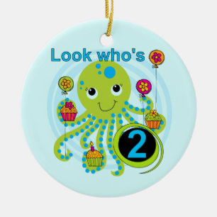 Oktopus 2. Geburtstag T Shirts und Geschenke Keramikornament