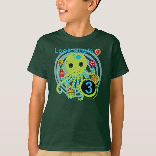 Oktopus 3. Geburtstag T - Shirt und Geschenke (Vorderseite)