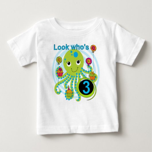 Oktopus 3. Geburtstag T - Shirt und Geschenke (Vorderseite)