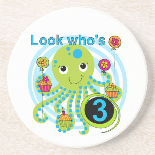 Oktopus 3. Geburtstag T - Shirt und Geschenke Untersetzer