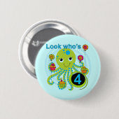 Oktopus 4. Geburtstag T Shirts und Geschenke Button (Vorne & Hinten)