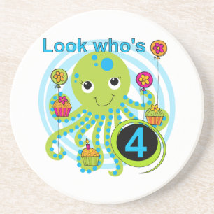 Oktopus 4. Geburtstag T Shirts und Geschenke Getränkeuntersetzer