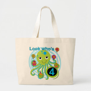 Oktopus 4. Geburtstag T Shirts und Geschenke Jumbo Stoffbeutel