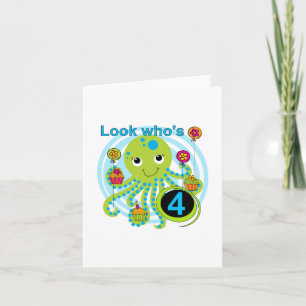 Oktopus 4. Geburtstag T Shirts und Geschenke Karte