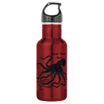 Oktopus 6 schwarz auf rot - 18 oz. Trinkflasche