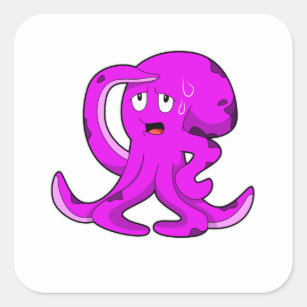 Oktopus als Athlet beim Schwitzen Quadratischer Aufkleber