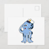 Oktopus als Kapitän mit Kappe Postkarte (Vorne/Hinten)