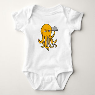 Oktopus als Kellner mit Handtuchserie Baby Strampler