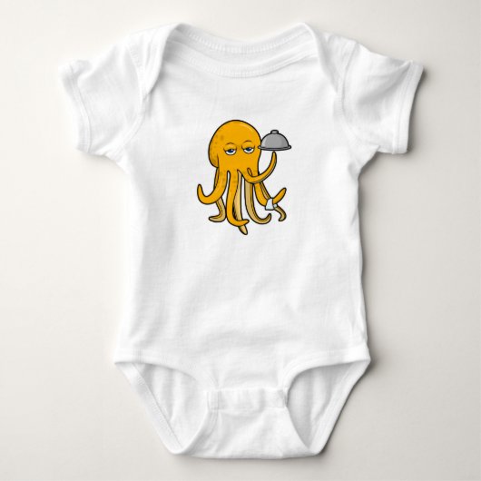 Oktopus als Kellner mit Serviertuch Baby Strampler (Vorderseite)