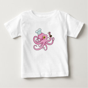 Oktopus als Koch mit Holzlöffel Baby T-shirt
