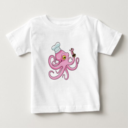 Oktopus als Koch mit Holzlöffel Baby T-shirt (Vorderseite)