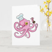 Oktopus als Koch mit Holzlöffel Karte (Gelbe Blume)