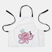 Oktopus als Koch mit Holzlöffel Schürze (Vorderseite)