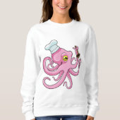Oktopus als Koch mit Holzlöffel Sweatshirt (Vorderseite)