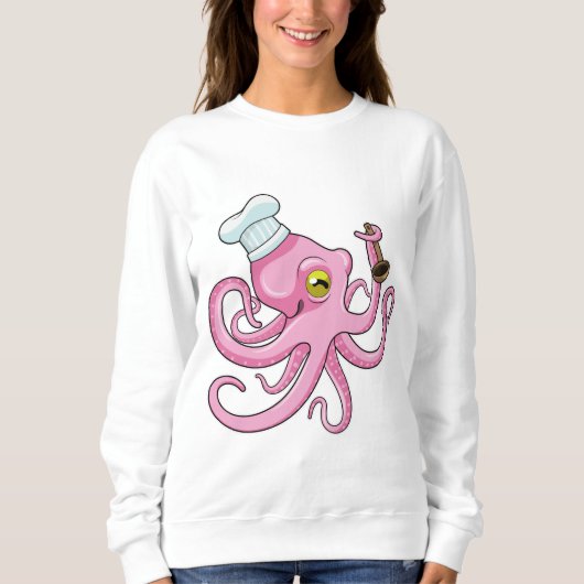 Oktopus als Koch mit Holzlöffel Sweatshirt (Vorderseite)