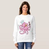 Oktopus als Koch mit Holzlöffel Sweatshirt (Vorne ganz)