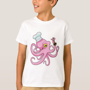 Oktopus als Koch mit Holzlöffel T-Shirt