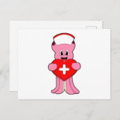 Oktopus als Krankenschwester mit Herz Postkarte (Vorne/Hinten)