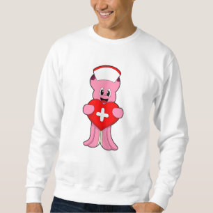 Oktopus als Krankenschwester mit Herz Sweatshirt