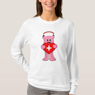 Oktopus als Krankenschwester mit Herz T-Shirt