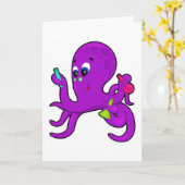 Oktopus als Lehrer mit Laborausrüstung Karte (Gelbe Blume)